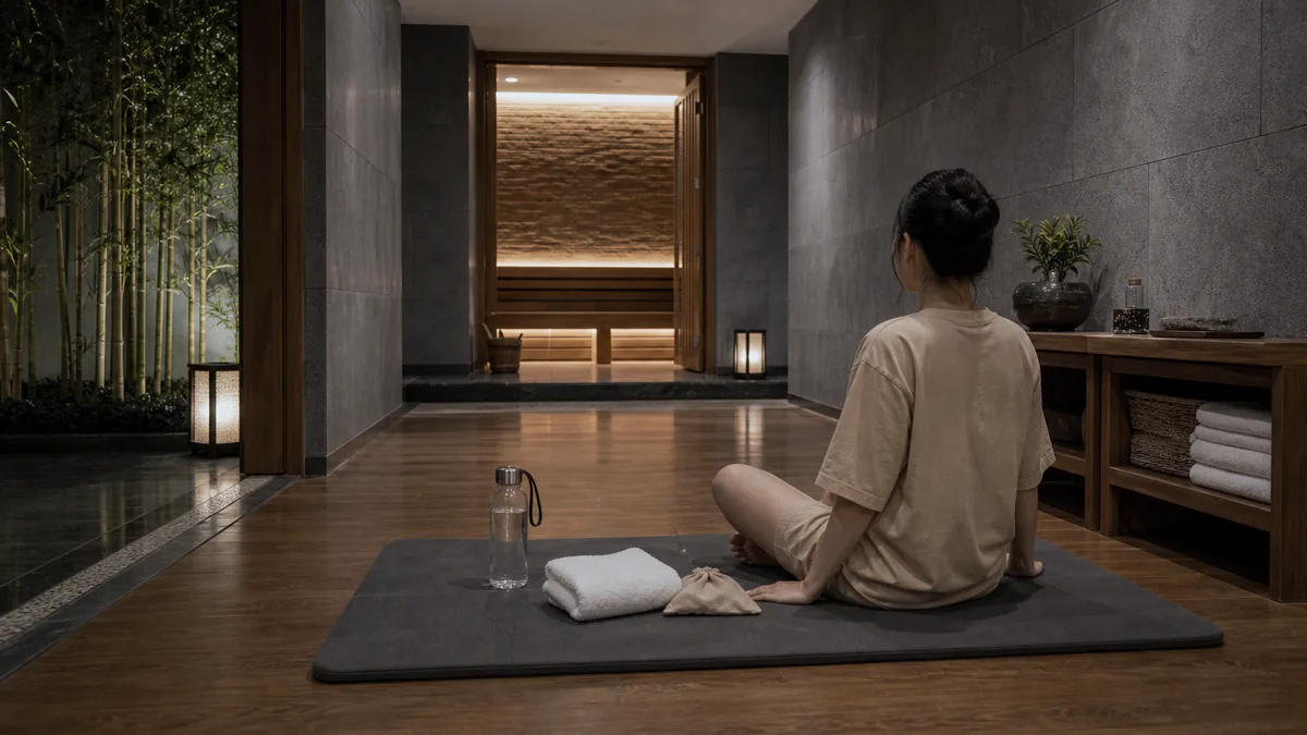 Người dùng nghỉ thư giãn trong khu Jjimjilbang phù hợp cho nhu cầu phục hồi nhẹ