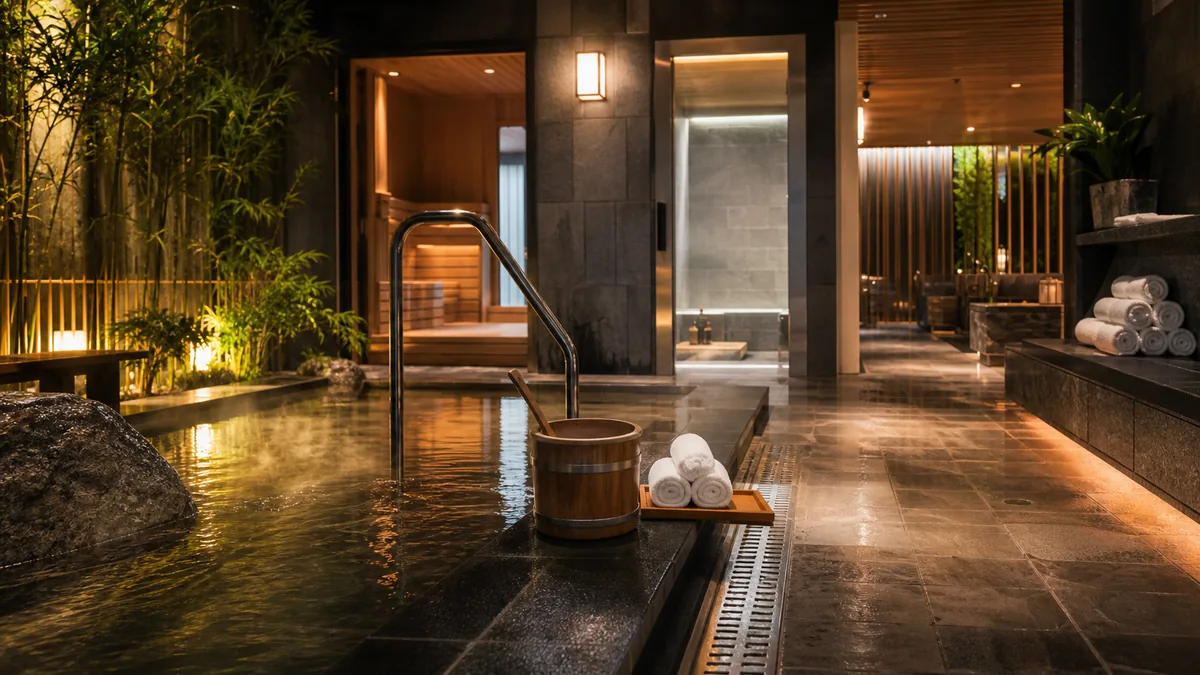 Không gian Onsen kết hợp gợi ý spa và xông hơi trong bài so sánh dịch vụ