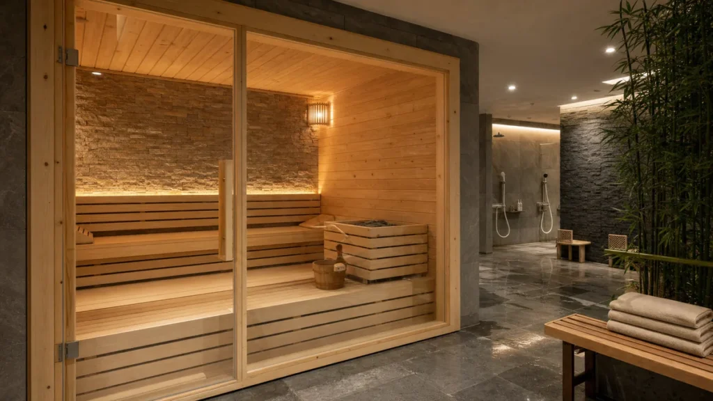 Không gian sauna phong cách Jjimjilbang cho bài hướng dẫn tại AMARE