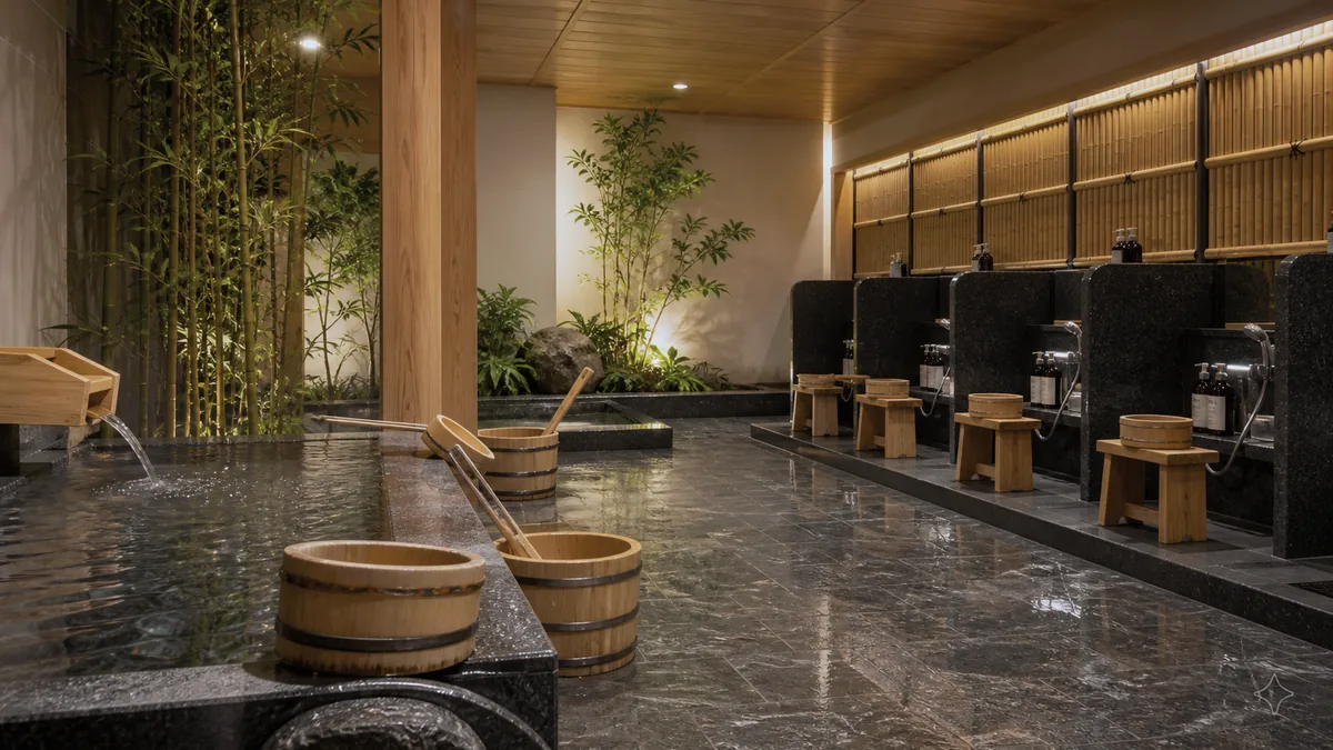 Khu Kakeyu giúp khách làm quen với nước ấm trước khi tắm Onsen