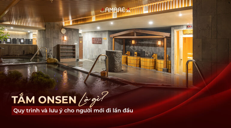 Khu vực bể tắm onsen tại AMARE