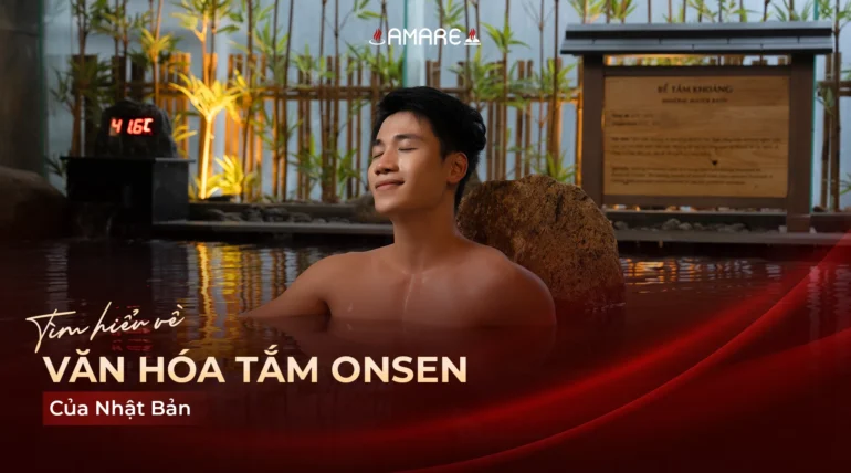 Khách ngâm Onsen trong không gian AMARE