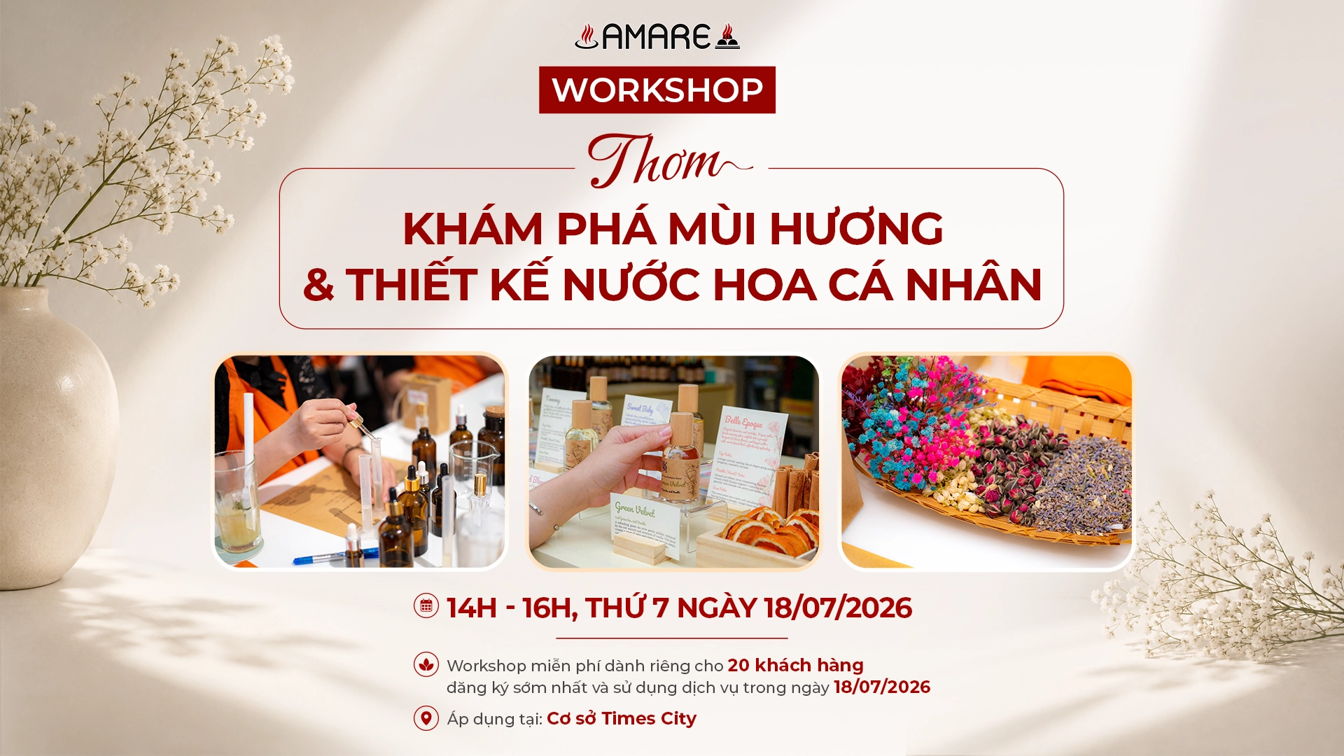 Workshop Thơm: Khám Phá Mùi Hương & Thiết Kế Nước Hoa Cá Nhân