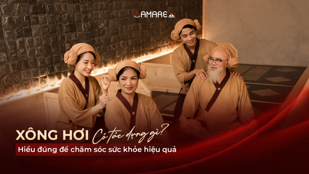 Khách hàng trong phòng xông Jjimjilbang tại AMARE